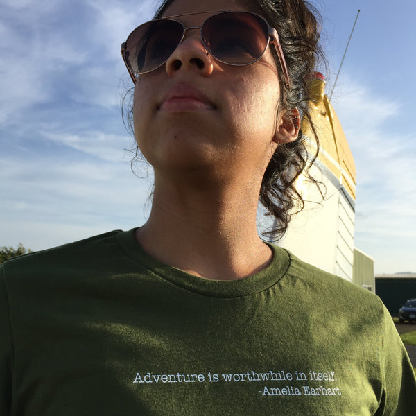 Female pilot adventure Amelia Earhart aviatrix tee shirt